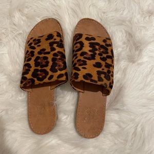 Leopard slip on sandals